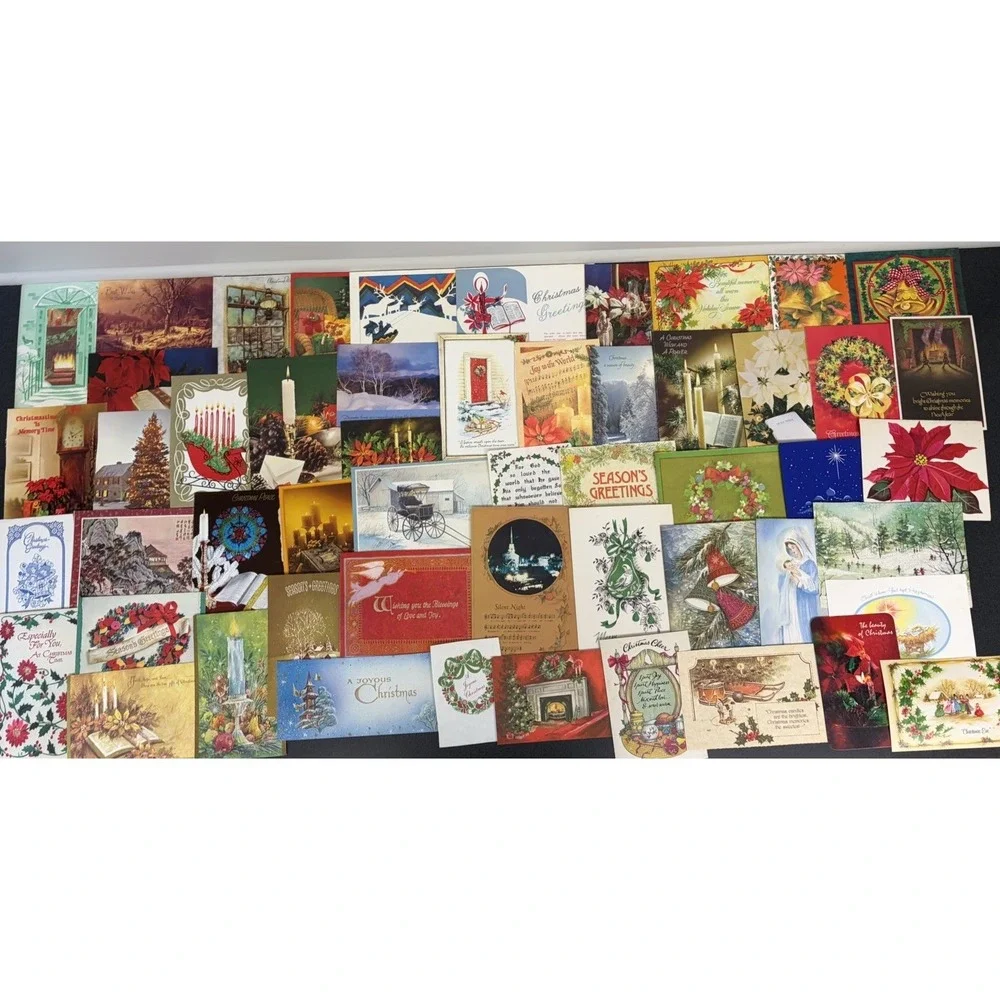 Vintage Christmas Cards Fronts ONLY Traditional Scrapbooking Decoupage Lot 50+